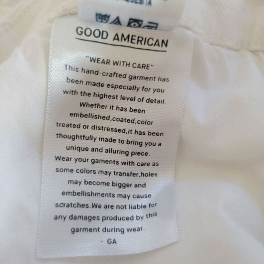 Good‎ American Good Boy Buttonfly Ripped Distressed Slit Jeans Sz 4 | 27 White - Picture 16 of 16